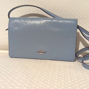 Coach-ostrich leather blue small crossbody- Excellent condition!